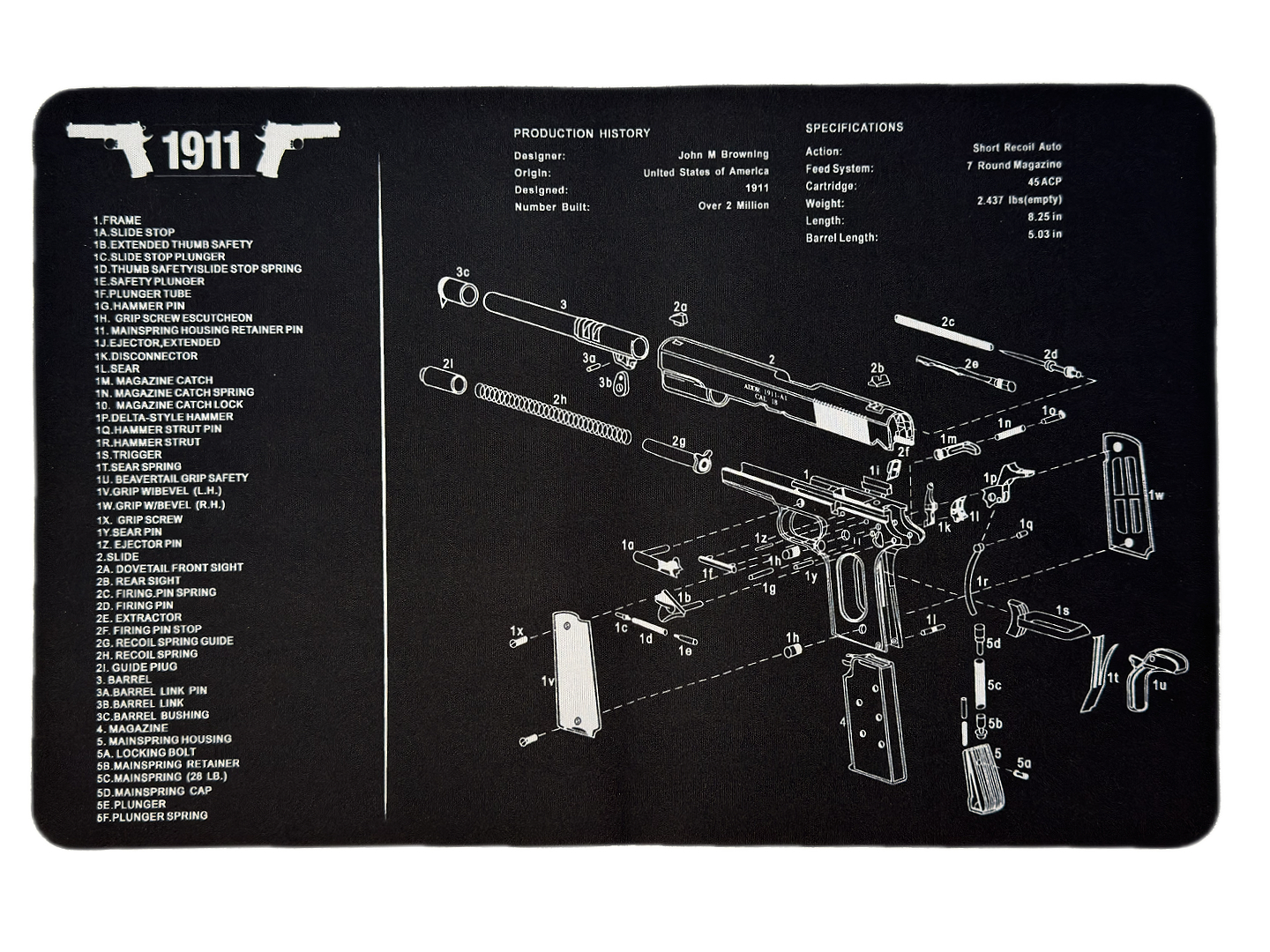 1911 Firearm Cleaning & Bench Mat