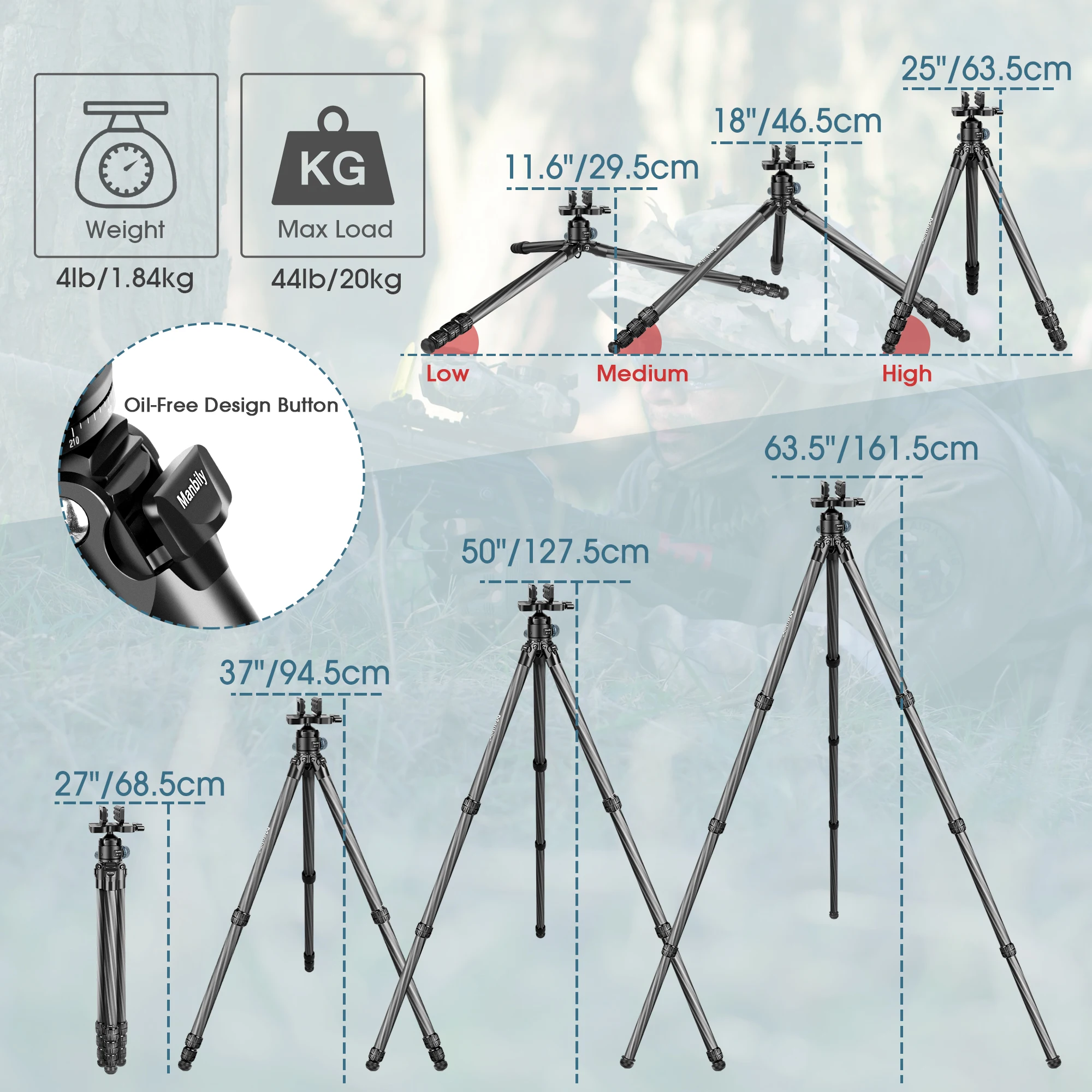 Heavy-Duty Carbon Fibre Tripod-36mm - Image 3